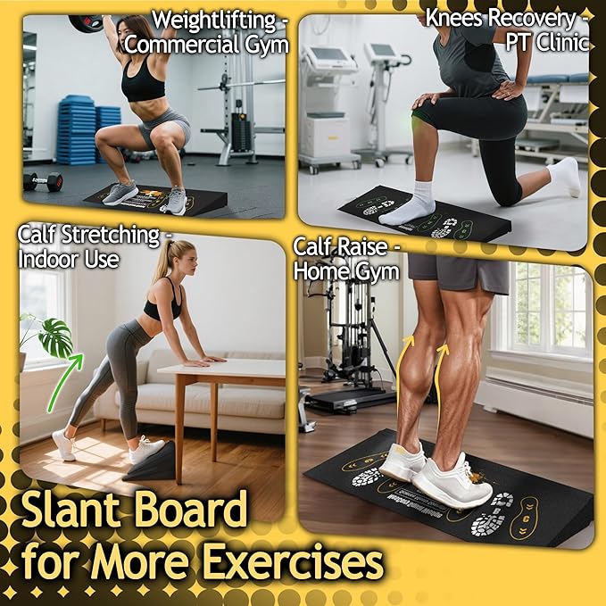 Squat Wedge Height-Adjustable Slant Board: 2Pcs Wide Wedges for Weightlifting Leg Glute Workout Improve Strength and Mobility for Gym Home