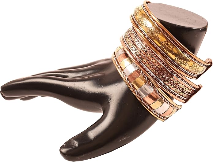Copper Bracelet Tibetan Style. Hand Forged with Solid and High Gauge Copper Jewelry Cuff for Women Men. Combo of Different Designs
