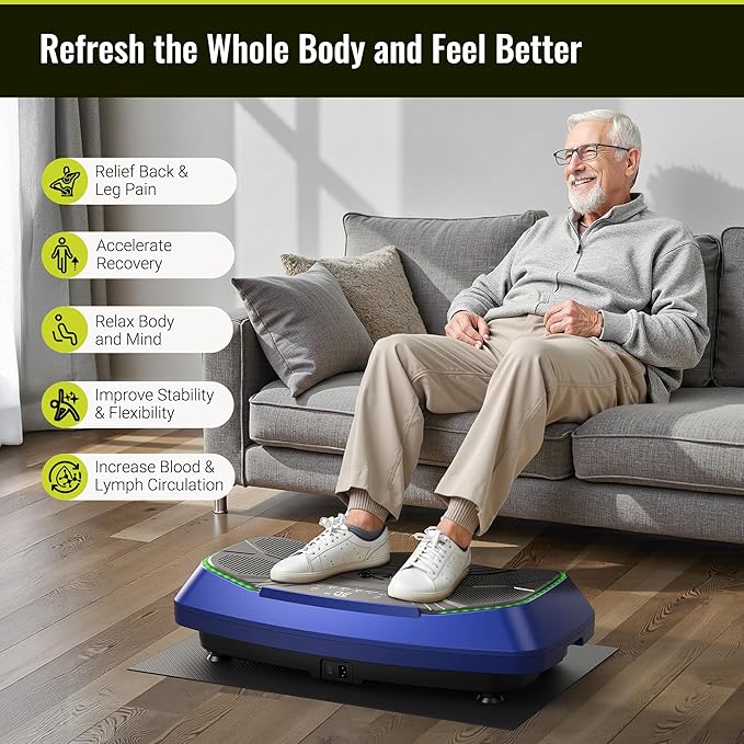 FLYBIRD Vibration Plate Exercise Machine, Adjustable Speed High Intensity Vibration for Muscle Toning Weight Loss Lymphatic Drainage, Full Body Workout Vibration Plate