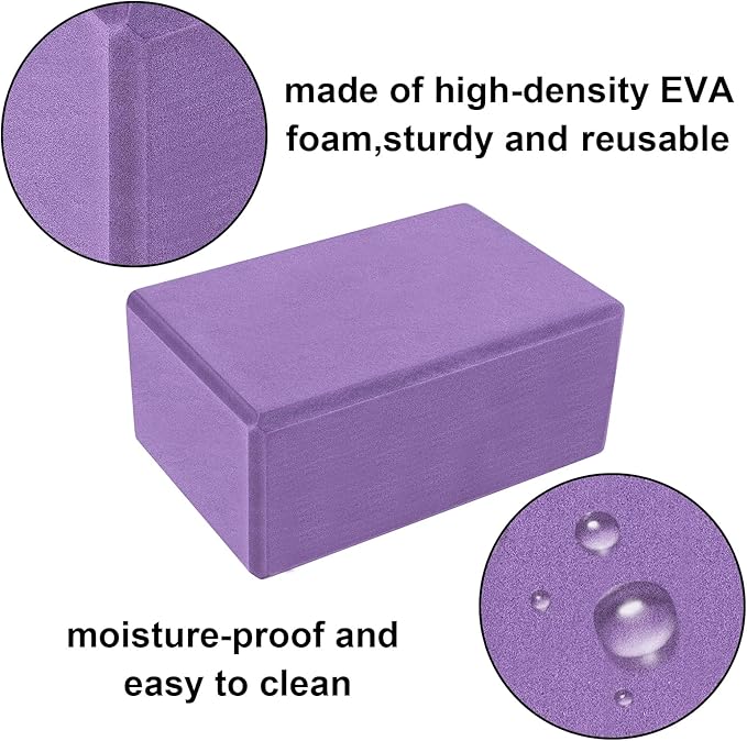 Muka 4 Pack Yoga Blocks 4x6x9 Inch, High Density EVA Foam Yoga Brick for Meditation, Pilates