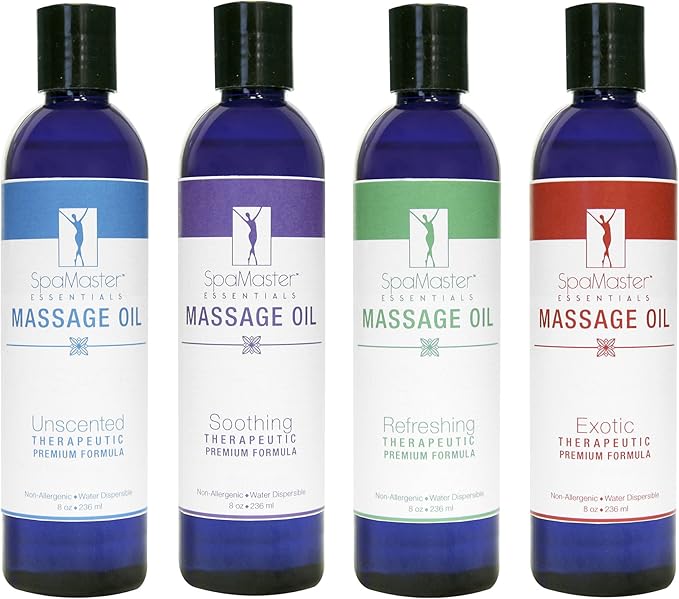 Master Massage Massage Oil, 8 oz. Variety Pack of 4