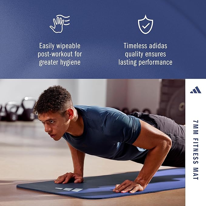 adidas Fitness Mat - Lightweight - Non Slip Yoga Mat, 7mm or 10mm