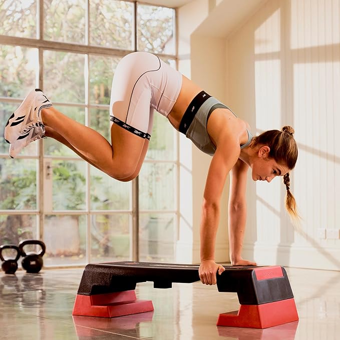 Reebok Fitness Multipurpose Adjustable Aerobic and Strength Training Workout Step Platform for HIIT, Cardio, and General Sessions