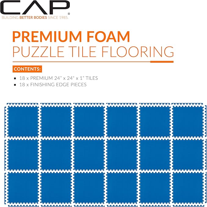CAP Puzzle Exercise Mats | 1” Thick EVA Interlocking Foam Tiles for Home Gym Flooring | Multiple Options