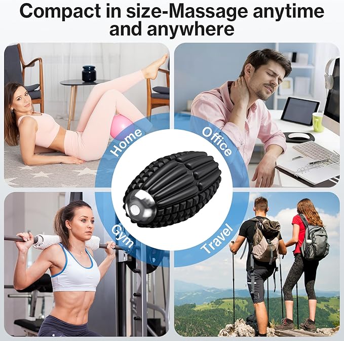 Upgraded Vibrating Massage Ball,4-Speed with Rechargeable,Trigger Point Myofascial Massage Roller Ball for Relieving Muscle Pressure, Electric Massager for Fitness/Yoga/Training (Black)