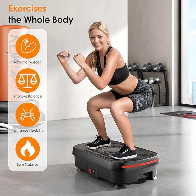 Vibrating Plate Exercise Machine, Vibration Plate for Lymphatic Drainage with Resistance Bands, 99 Speed Levels, Whole Body Shaker, for Weight Loss Fat Burner for Women Men
