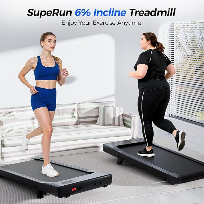 SupeRun Walking Pad with Incline, Under Desk Treadmill, 3 in 1 Portable Treadmills for Home with Remote Control LED Display, 2.5 HP Quiet Mini Treadmill for Office Home Use, 300 Lbs Capacity