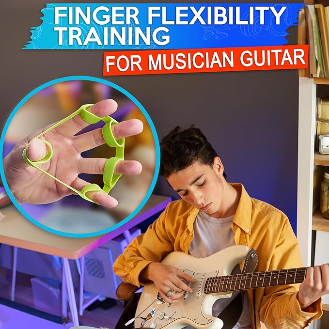 6Pcs Finger Strengthener with 3 resistance levels - Elastic Silicone Finger Exerciser with Shape-Retention and Ergonomic Design - Tear-Resistant Hand Stretcher with Comfort Grip for Hand Recovering