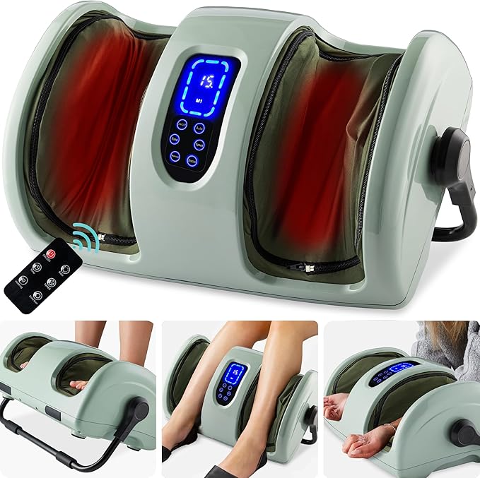 Best Choice Products Heated Shiatsu Foot Massager for Pain Relief, Plantar Fasciitis, Neuropathy, Blood Circulation w/Compact Design - Sage Green