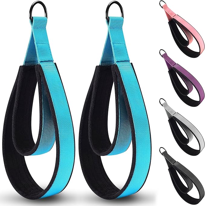 2PCS Comfortable Enhanced Thickness Pilates Double Loop Strap - D-Ring Strap for Home Gym & Yoga Workout Accessories
