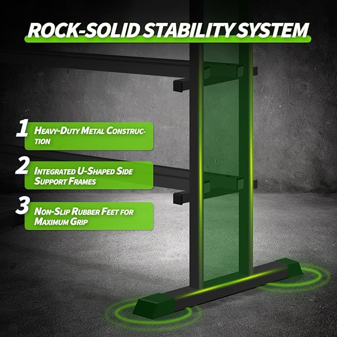 Heavy Duty Dumbbell Rack, Double-Side Extension Holder for Dumbbells & Kettlebells Home Gym Storage Rack