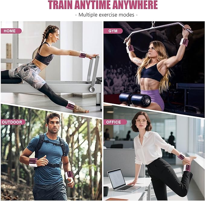 Wrist & Ankle Weights for Women and Men, 2lbs/4lbs Pairs Adjustable Silicone Weighted Bangles for Arm & Leg Workouts, Perfect for Pilates, Barre, Yoga, Walking & Home Fitness 24055
