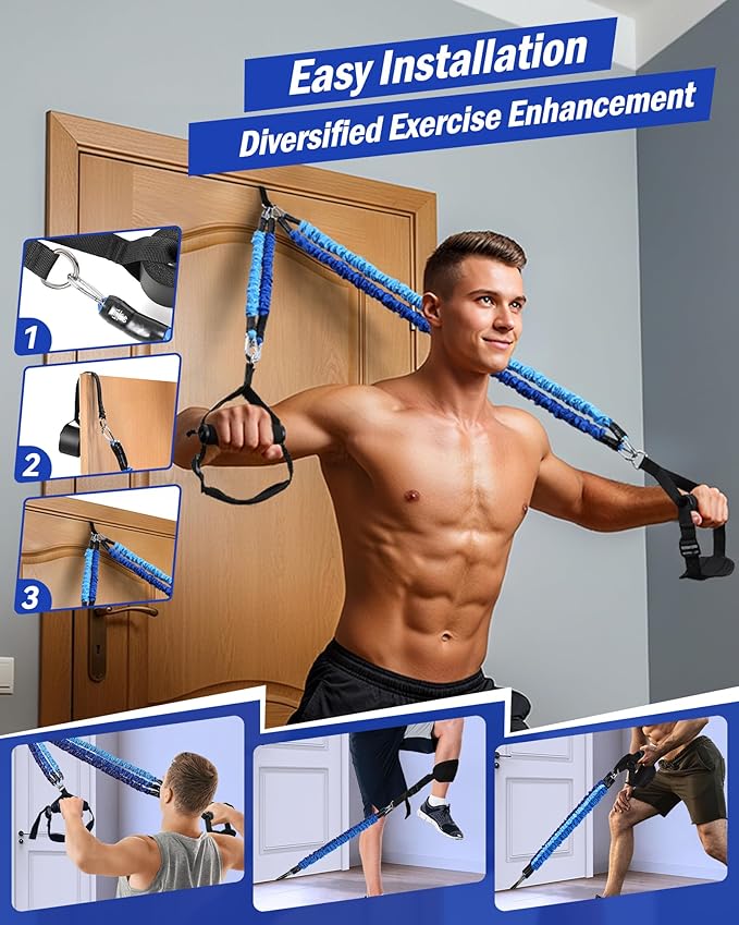 Upgraded Pilates Bar Kit with Resistance Bands Natural Latex for Women & Men, Heavy-Duty Stainless Steel Multifunctional Yoga Pilates Stick for Home Gym Exercise Fitness Equipment Full-Body Workouts
