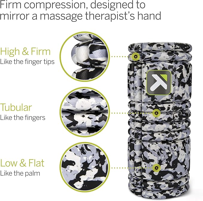 TriggerPoint Grid Foam Roller - Multi-Density Exterior, Rigid Core - Trusted by Therapists and Athletes - Standard Density, Includes Online Instructional Videos, 33cm, Grey Camo