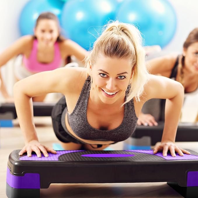 BalanceFrom Aerobic Step Platform Trainer with Adjustable 3-Level Risers, 400 Pound Weight Capacity – Non-Slip Exercise Stepper for Cardio, Strength, and Fitness Workouts at Home or Gym