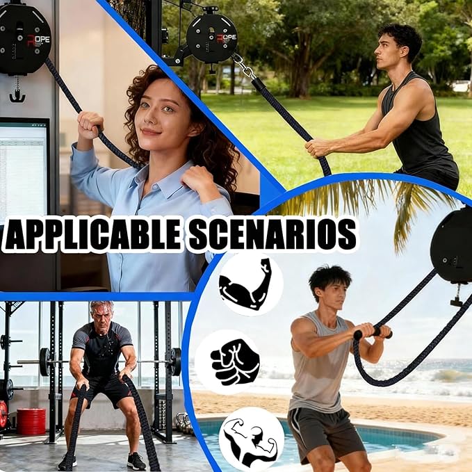 Endless Rope Trainer | Suspension Endless Rope Pulley System | Adjustable Resistance Trainer Machine | Closed-Loop Nylon Rope | Home Gym Infinity Rope for Interval Resistance Training