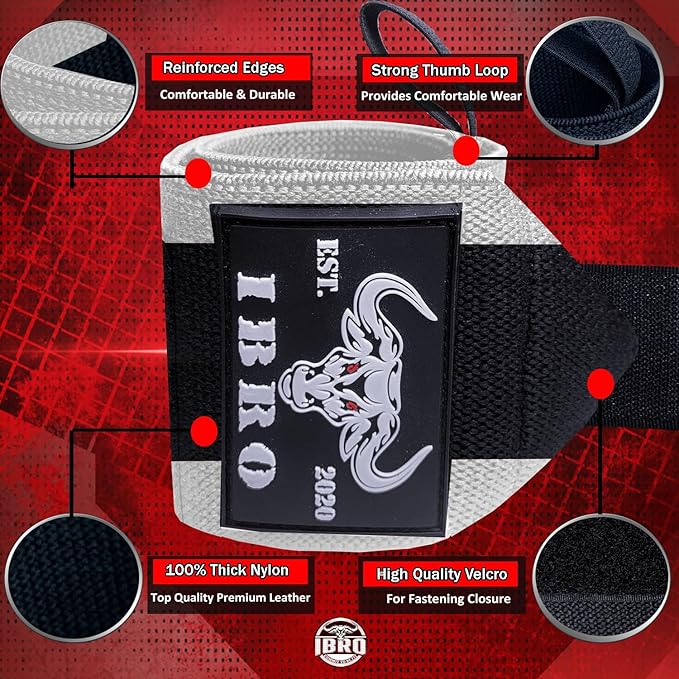 IBRO Weightlifting Wrist Wraps,18” or 24” Premium Wrist Support, Avoid Injury, Best Wrap for Powerlifting, Weightlifting, Gym Workouts, Strength Training, Cross Training for Men & Women