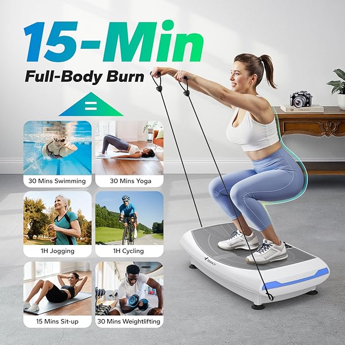 MERACH Vibration Plate Exercise Machine, 7-in-1 4D Vibration Plate with Glide, Swing & Massage, Vibrating Plates with Whole Body Workout Sculpting Platform for Home Fitness for Women Men