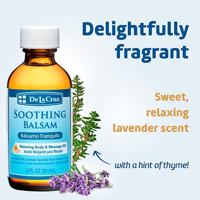 De La Cruz Soothing Balsam (Balsamo Tranquilo) Massage Oil - No Preservatives or Artificial Colors - Made in USA - 2 FL OZ (6 Bottles)