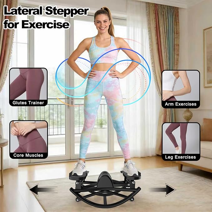 Rocking Stepper,Rock Stepper Side to Side,Step Rocker Machine with Resistance Bands & Anti-Slip Mat and LCD Monitor, Professional Mini Steppers for Exercise at Home