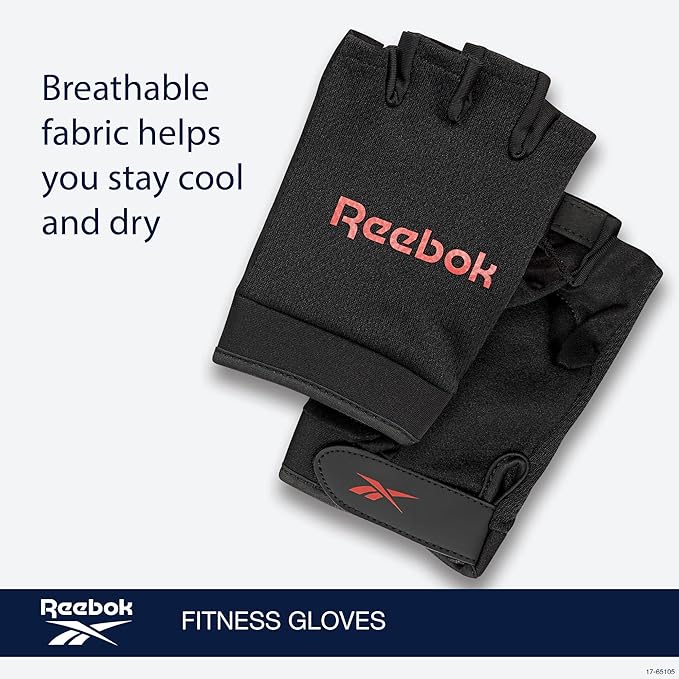 Reebok Classic Fingerless Gloves Lightweight Fitness & Weight Lifting Gloves for Training