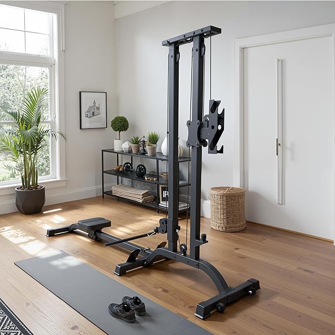 TOUSAINS Cable Machine Home Gym CR63, 330 Lbs Plates Loaded Cable Crossover Machine, 2 in 1 Functional Trainer with Rowing Machine, Space Saving Design for Home Gym