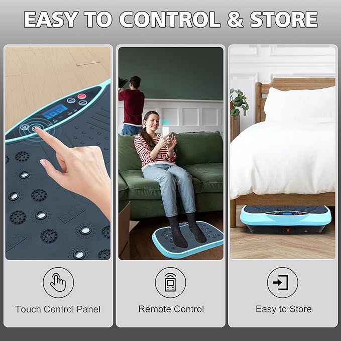 Portable Vibrating Plate Exercise Machine, A Vibration Plate for Lymphatic Drainage, Waver Vibration Plates for Weight Loss, Whole Body Shaking Machine Exercise at Home Workout, 300 LBS