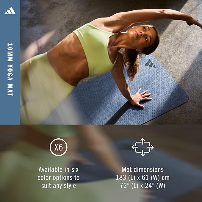 adidas Yoga Mat - Eco Friendly - Non Slip, Durable Textured Surface