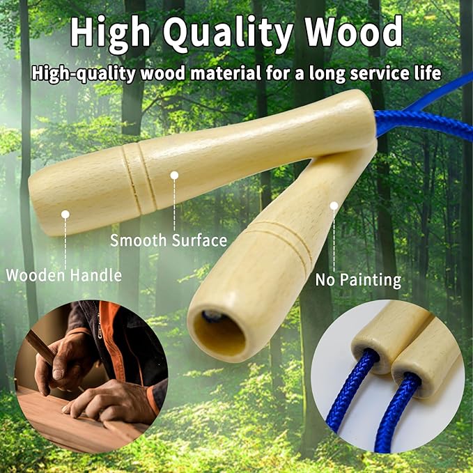 Jump Rope for Kids, Adjustable Toddler Skipping Rope with Wooden Handle, 8.5ft Child Jumping rope for Girls and Boys Workout Outdoor Activity