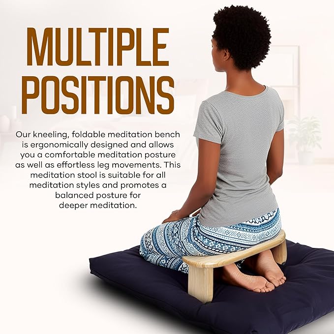 NIXSCALINO Folding Meditation Bench | Bamboo Kneeling Stool with Rocking mechanism - Portable Cross Legged Folding Seiza Chair