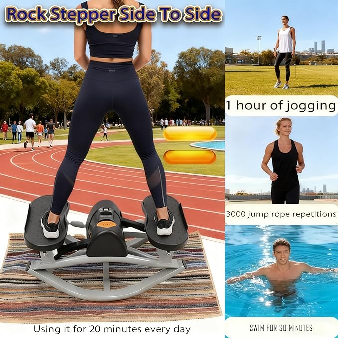 Rock Stepper Side to Side, 2026 Lateral Rocking Fitness Stepper, Low-Impact Home Workout Machine for Knees & Joints, Compact Portable Rocking Stepper with LCD to Track Time Steps Calories