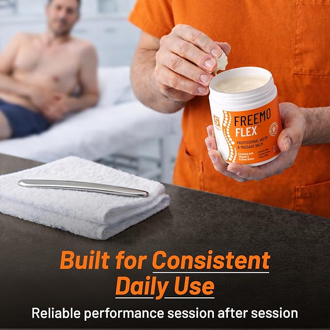 Freemo Flex Professional Massage Cream for IASTM, Massage Therapy & Physical Therapy – Controlled Glide Emollient Balm for Tools & Hands – with Vitamin E & Shea Butter – 8 oz