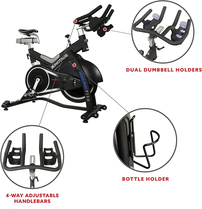 Sunny Health & Fitness Stationary Exercise Bike Machine w/ Adjustable Cushion Seat & Multi-Grip Handlebar, Indoor Cycling Equipment for Home Cardio Training, Optional Magnetic or Friction Resistance