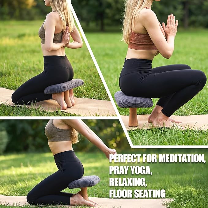 Meditation Bench - Yoga Bench,Wooden Zen Meditation Stool Kneeling Bench for Mindfulness Practice Tea Ceremony and Relaxation Ergonomic Design for Comfort and Support Househol (Blue)