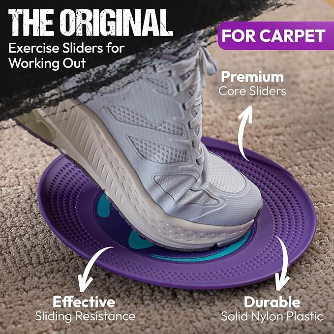 Gliding Discs for Working Out - Exercise Sliders for Carpet & Hardwood Floors 1 Pair, Authentic Workout Sliders Disc for Full Body Resistance Workout, Includes 4 Streaming Video Workouts