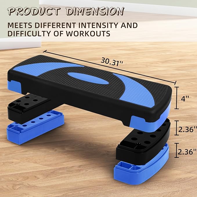 BalanceFrom Aerobic Step Platform Trainer with Adjustable 3-Level Risers, 400 Pound Weight Capacity – Non-Slip Exercise Stepper for Cardio, Strength, and Fitness Workouts at Home or Gym