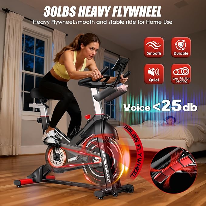 pooboo Exercise Bike, Adjustable Magnetic/Brake Pad Resistance Silent Belt Drive, Indoor Cycling Bike for Home Cardio, Fitness Stationary Bike with 350lbs/300lbs Weight Capacity &Upgraded Version Seat Solid Build 1