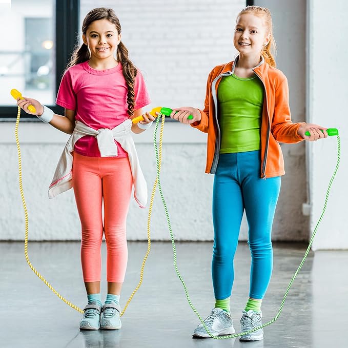 20 Pack Kids Jump Rope, Colorful Nylon Skipping Ropes for Children, 7.87FT Adjustable Length, 5.51IN Handles, Lightweight Skipping Ropes Set for Indoor & Outdoor Play Fitness School Activities