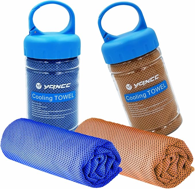 YQXCC Cooling Towel | 2 Pack 47"x12" | Ice Cool for Neck | Soft Breathable Microfiber Chilly | for Yoga, Golf, Gym, Camping, Running, Workout & More Activities