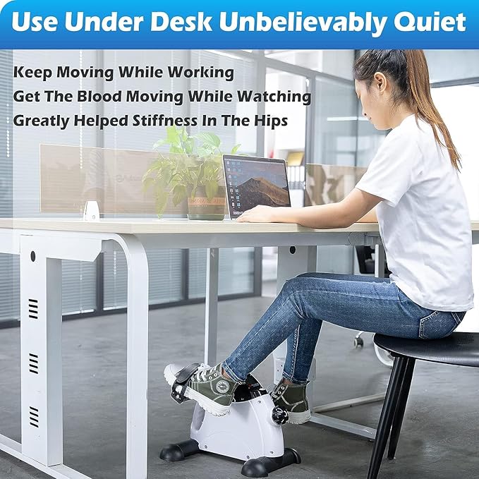 TABEKE Under Desk Bike Pedal Exerciser - Mini Exercise Bike for Arm/Leg Exercise, Pedal Exerciser for Seniors with LCD Display