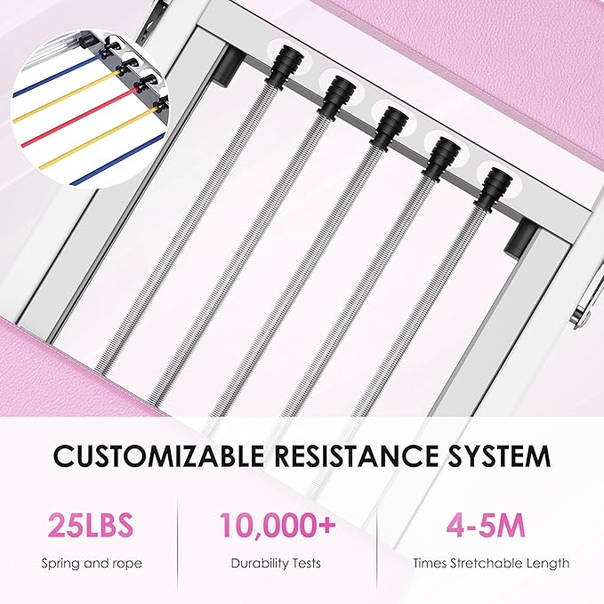 SogesHome Foldable Pilates Reformer Machine for Home Gym, Compact Fitness Reformer with Resistance Springs, Full Body Workout Equipment for Core Strength, Flexibility, Weight Loss, Stability