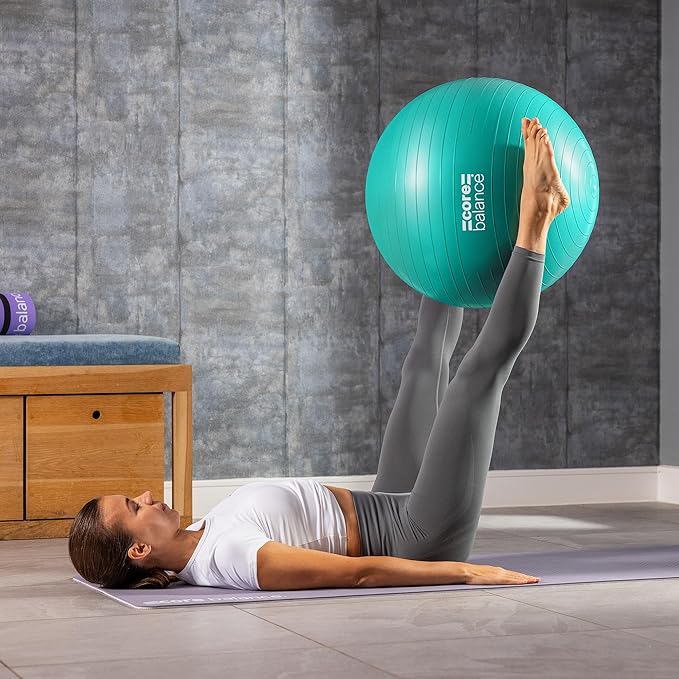 Core Balance Exercise Ball, Stability Ball for Yoga, Pilates and Fitness, Gym Ball for Home Gym and Office Chair, Training, Physical Therapy, Anti Burst, Pump Included, 55cm 65cm 75cm 85cm