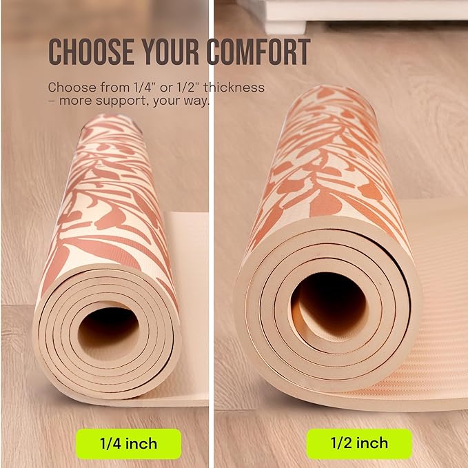 Large Yoga Mat (6'x4') – 1/4" & 1/2" Thick Exercise Mats for Home Workout, Extra Wide Workout Mats for Home Gym, Yoga, Pilates, Stretching, Floor & More
