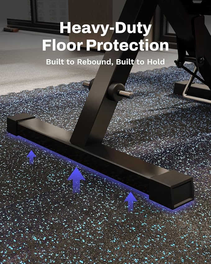 AIRHOP 0.79in Thick 96 Sq Ft Exercise Equipment Mats, 24 Tiles Upgraded Rubber Top with High Density EVA Foam, Large Interlocking Puzzle Gym Flooring for Home Gym, Heavy Weight Workout,Black & Blue