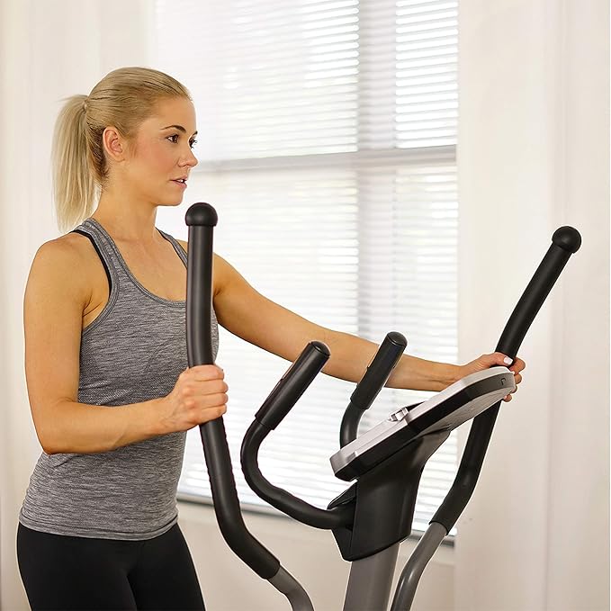 Sunny Health & Fitness Elliptical Cross Trainer Exercise Machine, Cardio Equipment for Home Gym with Pulse Sensor Grips, 24 Pre-Built Workouts, 16 Resistance Level Max 330Lbs, SunnyFit App Optional