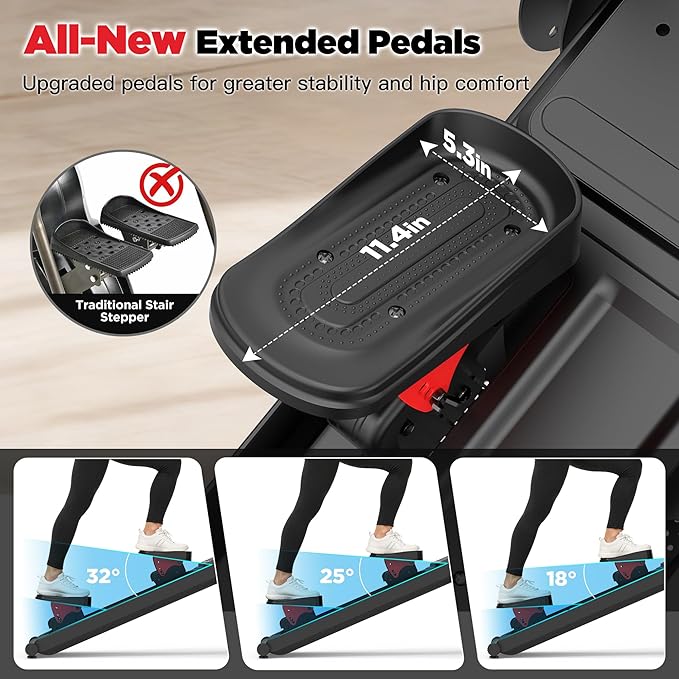 Magnetic Stair Stepper for Home,Vertical Climber Adjustable Resistance Up to 77LBS,Folding Compact Cardio Stair Climber with 350LBS Weight Capacity,19''Extended Stride