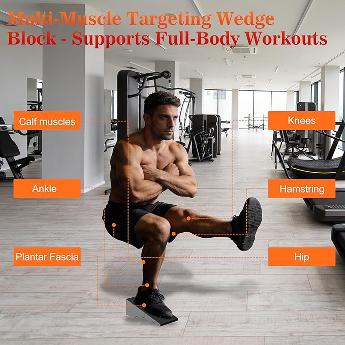 Squat Wedge, Heavy Duty Steel Squat Wedge Block, 2 Pcs Non-Slip Slant Board for Squats, 800 lbs Weight Capacity for Deeper Squats, Calf Raises, Weightlifting and Foot Stretches