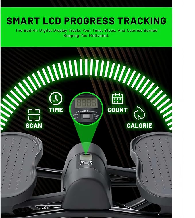 Rock Stepper Cardio Machine for Home Workouts | Low-Impact Fat Burner & Glute Toner with Digital Monitor | 15-Min Quick Silent Stepper, Includes Anti-Slip Mat & Side-to-Side Motion