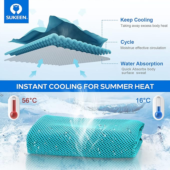 Sukeen 4 Pack Cooling Towels (40"x12"),Ice Towel,Soft Breathable Chilly Towel,Microfiber Towel for Yoga,Sport,Running,Gym,Workout,Camping,Fitness,Workout & More Activities
