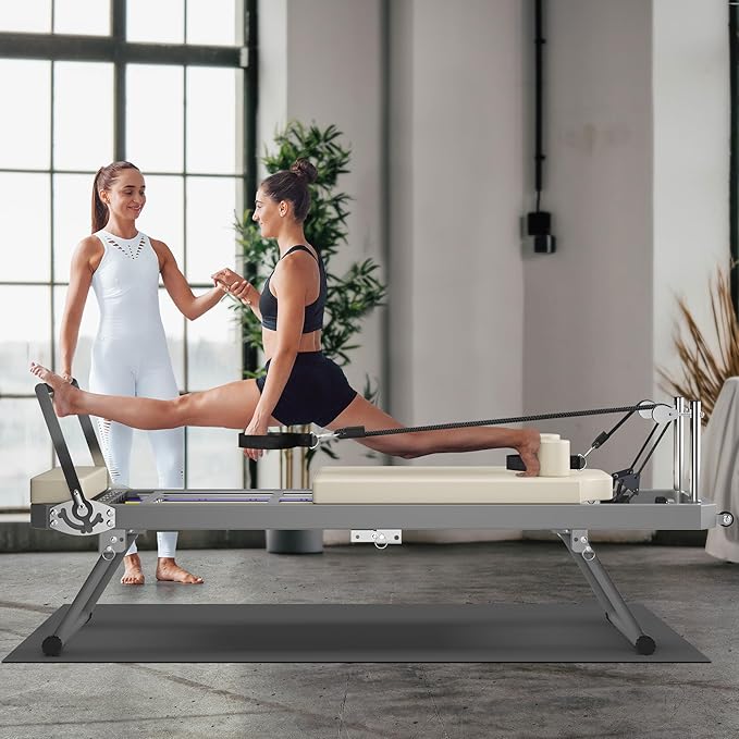 Portable Pilates Reformer, Pilates Machine for Home Workout, Up to 330LBS, Foldable Pilates Core Bed with High Strength Alloy Springs for Beginners